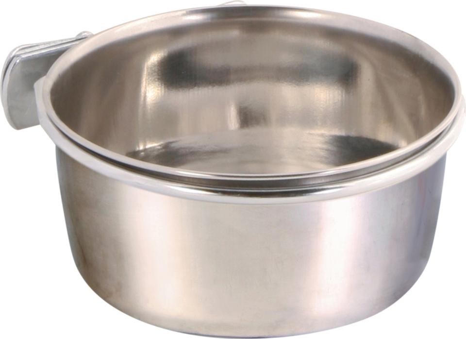 Foderskål i stål med holder