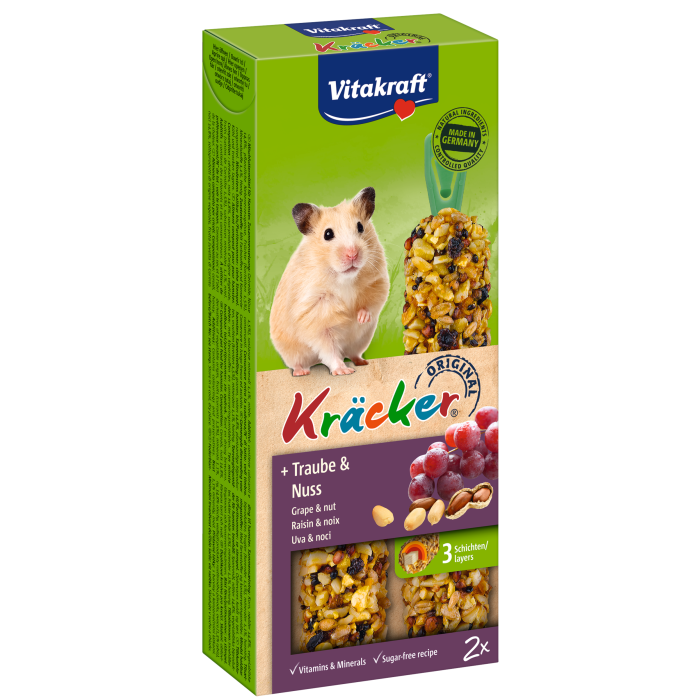 Kräcker, tandslibende stænger til hamster - Vindruer & Nødder