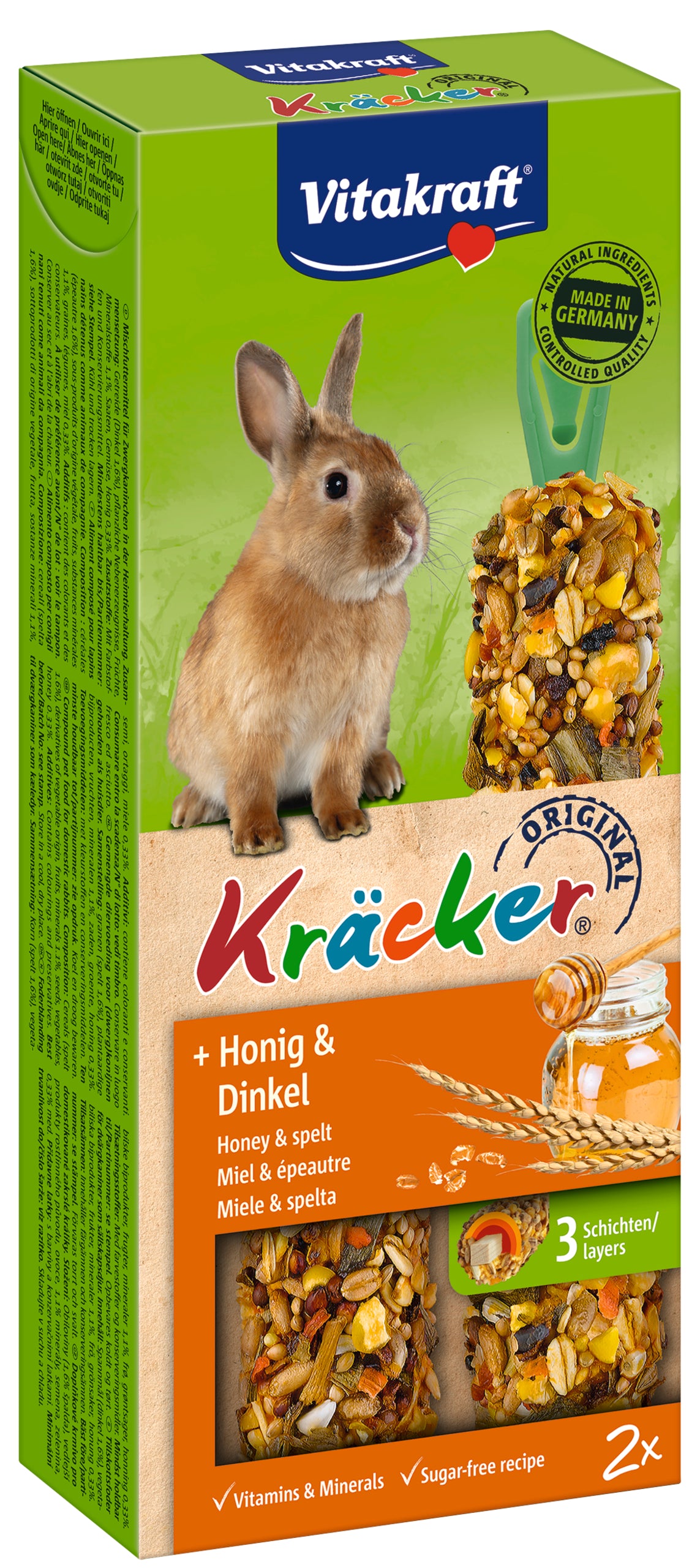 Kräcker, lækkeri stænger til kaniner - Honning & spelt