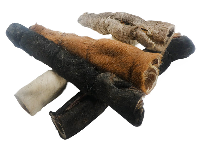 Tyggehud til hunde, Okse Tyggerulle m/pels 25 cm