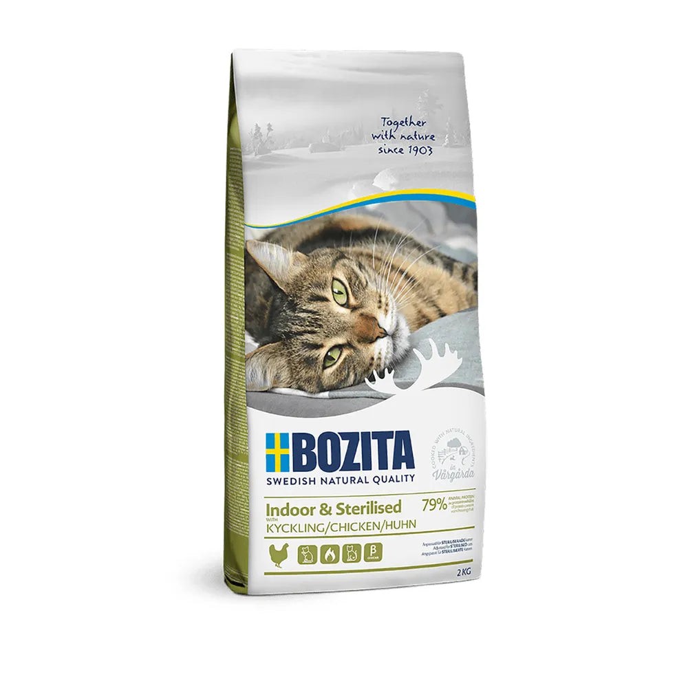 Bozita Indoor & Sterilized Kylling – Skånsomt fuldfoder til indekatte og steriliserede katte