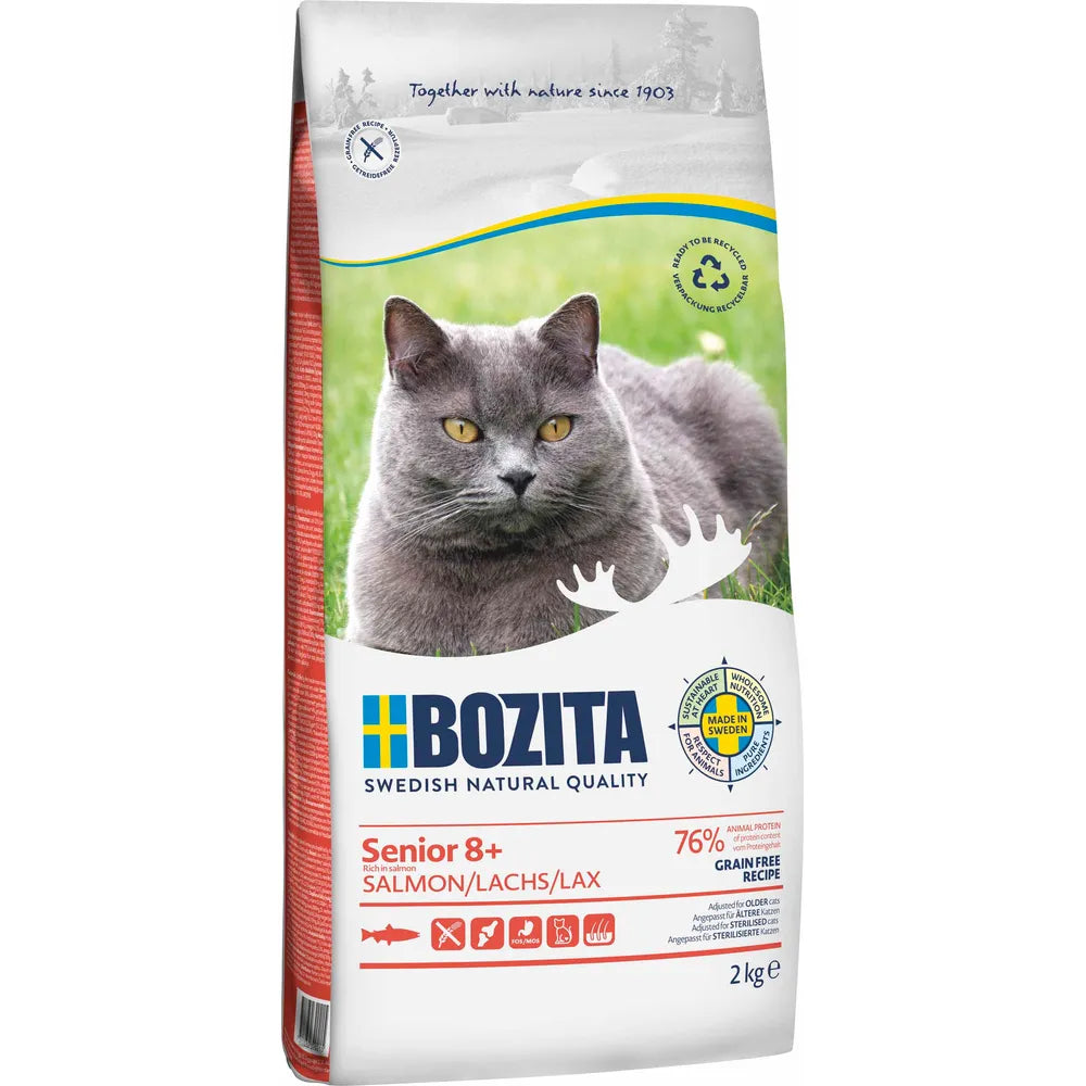Bozita Grain Free Senior 8+ Laks - Kornfrit fuldfoder til ældre katte