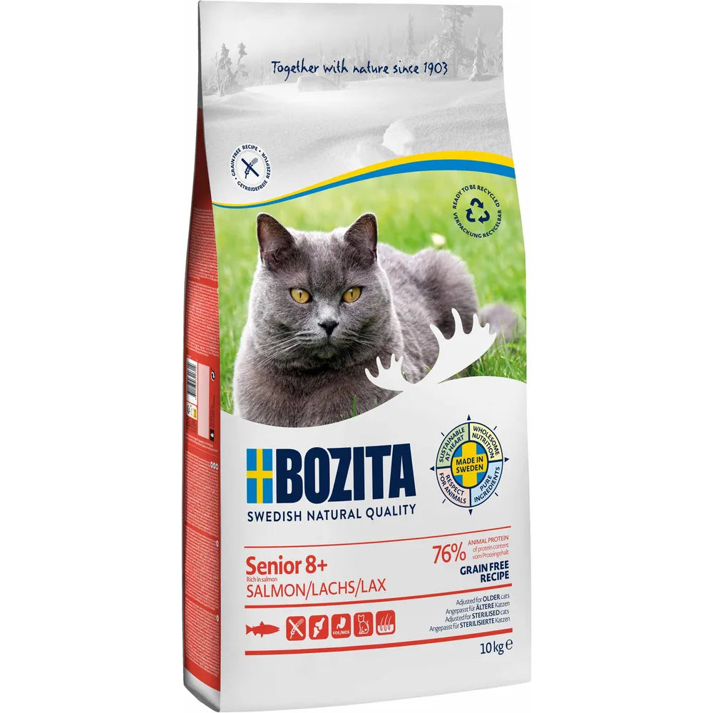 Bozita Grain Free Senior 8+ Laks - Kornfrit fuldfoder til ældre katte