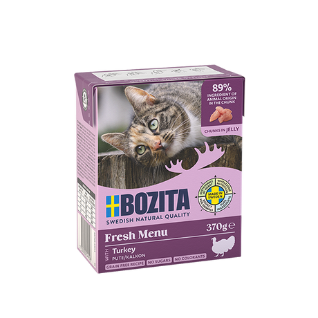 Bozita Chunks in Jelly med Kalkun – Kornfrit vådfoder med naturlig smag