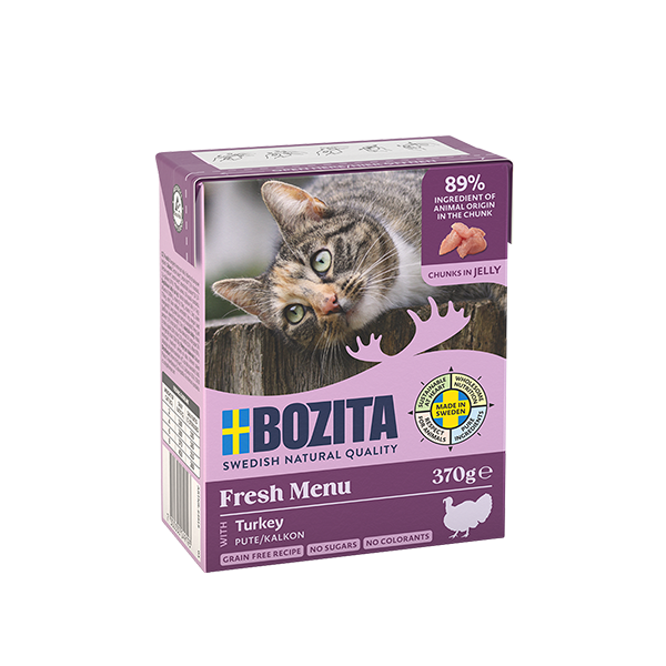 Bozita Chunks in Jelly med Kalkun – Kornfrit vådfoder med naturlig smag