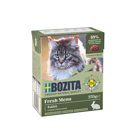 Bozita Chunks in Jelly med Kanin – Kornfrit vådfoder med vildtsmag