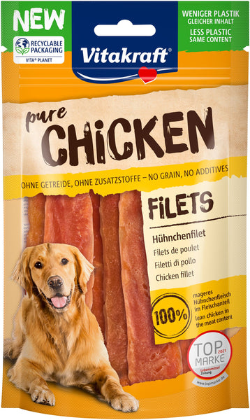 Vitakraft Vitakraft pure chicken filets - Hundegodbidder, Lækker tørret Kyllingefilet, 100% kylling