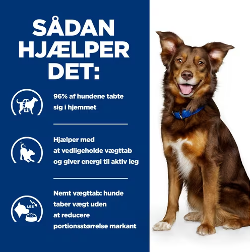 Sadan hljelpet blevet forsynet med Hill's PRESCRIPTION DIET Metabolic Weight Management tørfoder til hunde med kylling og SEO nøgleord: Metabolic Weight Management.