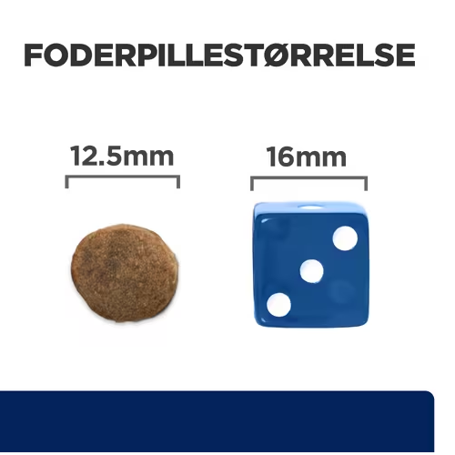 En blå og hvid terning med ordene Hills PRESCRIPTION DIET z/d Food Sensitivities tørfoder til hunde.