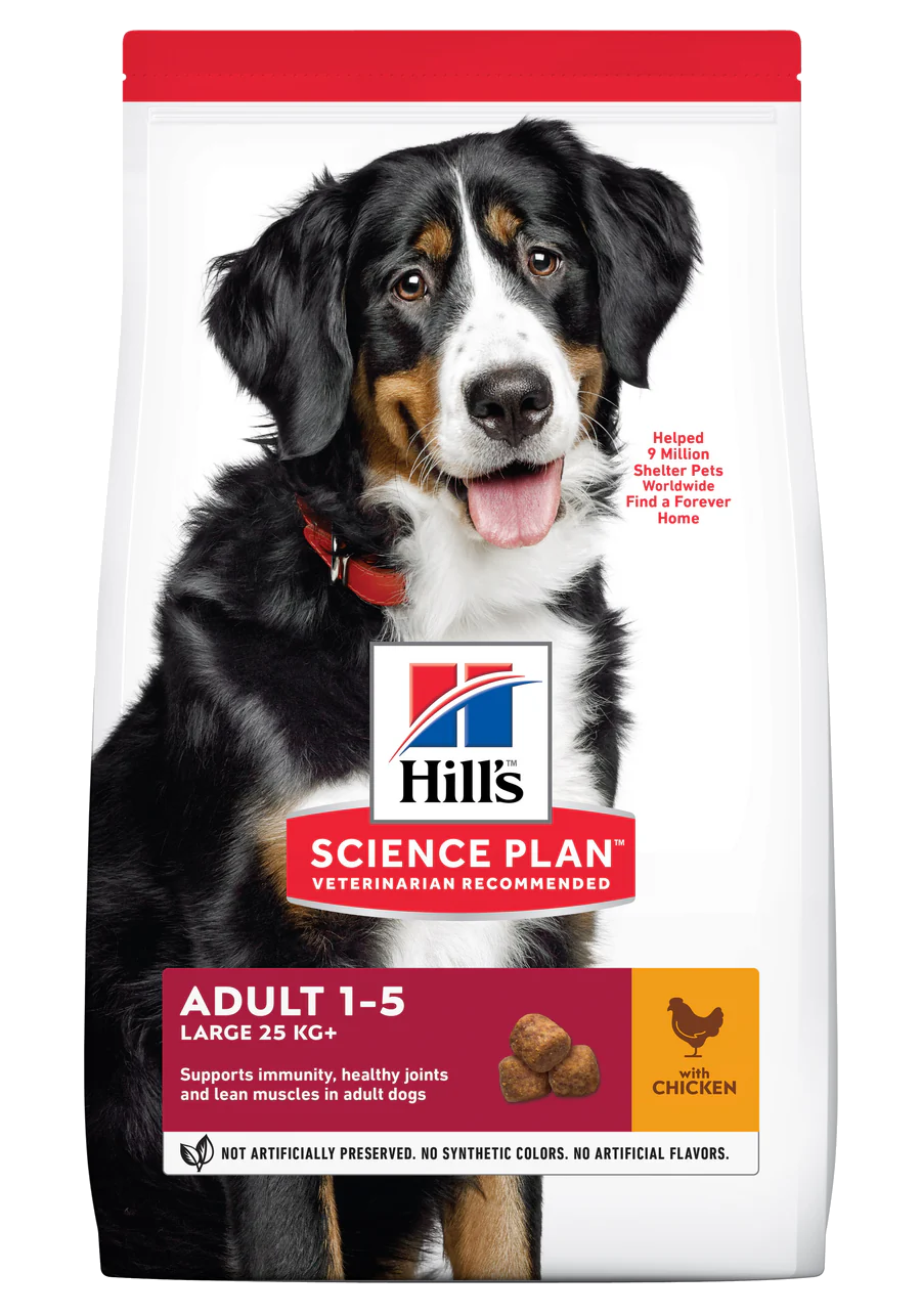 Hills tørfoder m /kylling. Til voksne store hunde 1 > 5 år