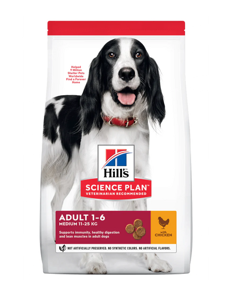 Se Hills Science Plan Hills science plan tørfoder til mellemstore, voksne hunde på hunde 1 > 6 år 12 kg hos Os Med Kæledyr