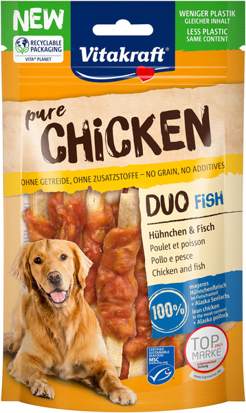 Se Vitakraft Vitakraft pure chicken duo - Hundegodbid med kylling & fisk, rent kød hos Os Med Kæledyr