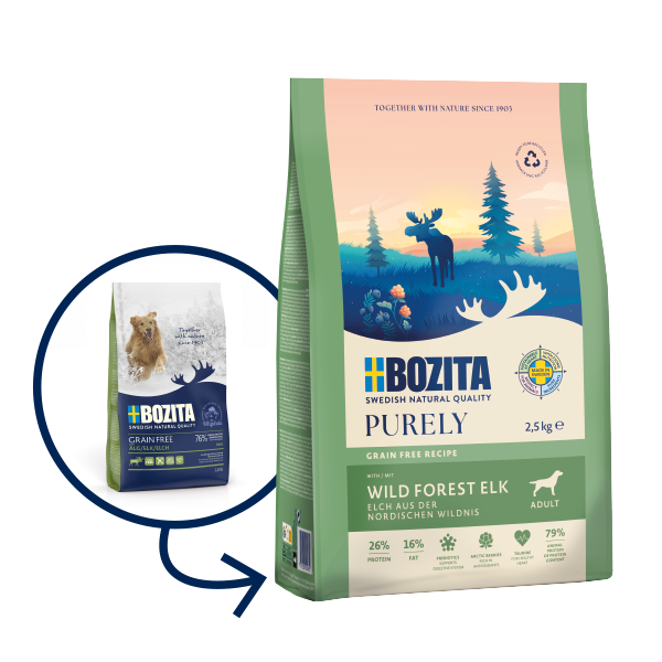 Bozita Purely Adult Elk – Kornfrit tørfoder med elg til voksne hunde