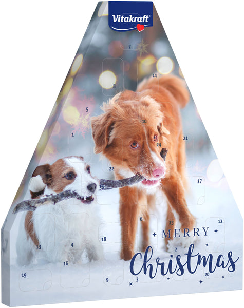 Se Vitakraft Julekalender Hund, med kødgodbidder fra Vitakraft hos Os Med Kæledyr