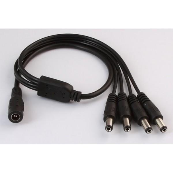 Et sort kabel med fire stik på en hvid baggrund, designet til brug med Aqualight LED lys i akvarieindstillinger.