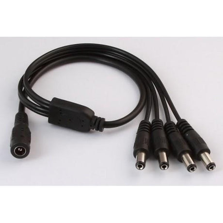 Et sort kabel med fire stik på en hvid baggrund, designet til brug med Aqualight LED lys i akvarieindstillinger.