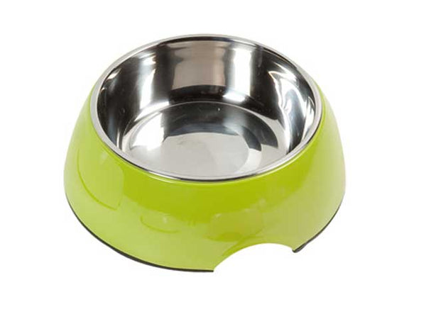 Se Qpet Royal hundeskål i mange farver, rund med udtagelig stål skål hos Os Med Kæledyr