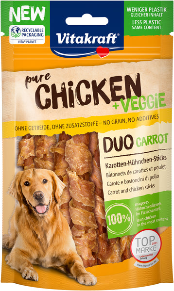 Vitakraft Vitakraft Chicken + Veggie - Hundegodbidder, Lækker tørret Kylling, snoet om gulerodsstænger