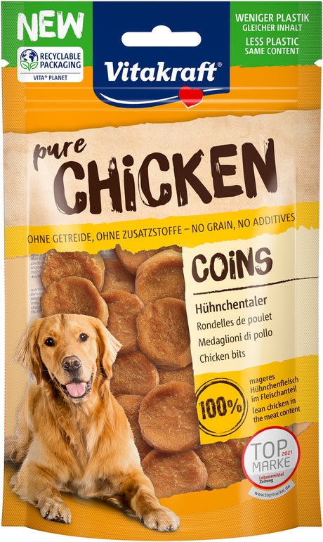 Vitakraft tilbyder Vitakraft pure chicken Coins - Hundegodbidder, Kyllinge mønter for genluk pose.