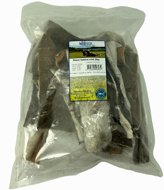 Hestehud med pels til hunde | 200g naturligt & allergivenligt