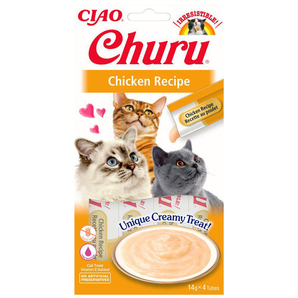 Se CHURU Kattegodbid, Churu Kylling, flydende katte snack hos Os Med Kæledyr