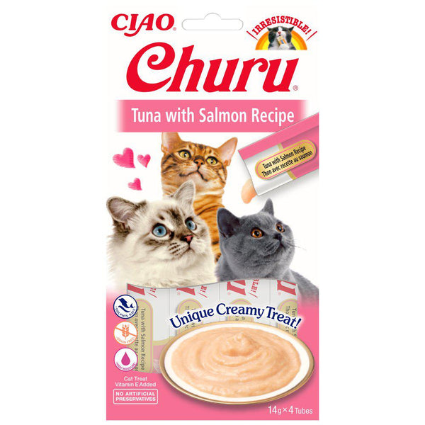 Se CHURU Kattegodbid, Churu Tun/Laks, flydende katte snack hos Os Med Kæledyr