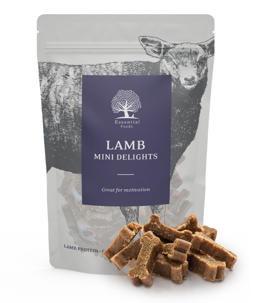 Se Essential Lamb Mini Delights, 100 gr hos Os Med Kæledyr