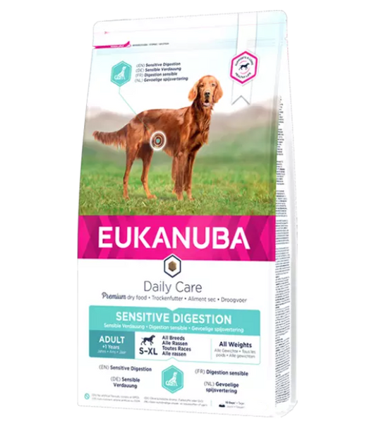 Se Eldorado - Eukanuba Adult Daily Care Sensitive Digestion 12kg - Dog Food hos Os Med Kæledyr