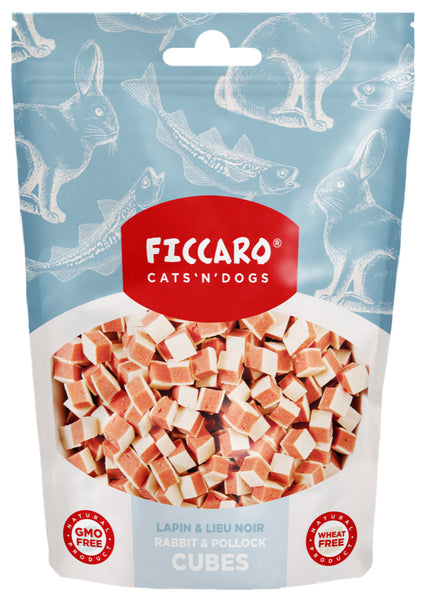 Se FICCARO Hundegodbidder fra FICCARO, bløde små kanin- & fiskebidder hos Os Med Kæledyr