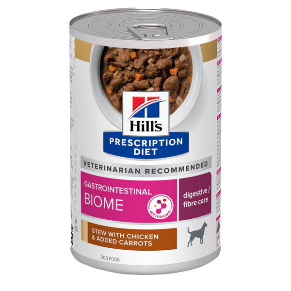 Se Hills Prescription Diet Hill's PRESCRIPTION DIET - Gastrointestinal Biome til hunde, Stew med kylling og grøntsager hos Os Med Kæledyr