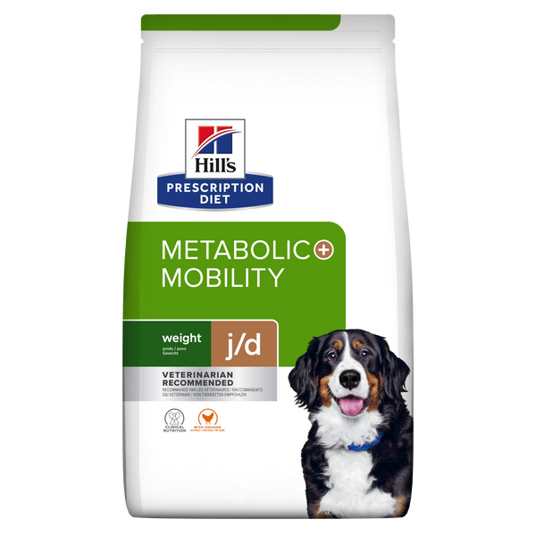 Se Hills Prescription Diet Hill's PRESCRIPTION DIET Metabolic + Mobility Weight Management j/d tørfoder til hunde med kylling hos Os Med Kæledyr