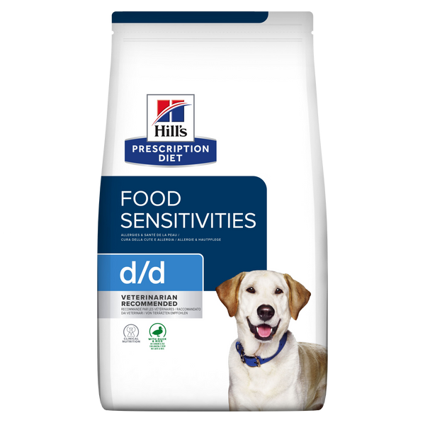 Se Hills Prescription Diet Hill's PRESCRIPTION DIET d/d Food Sensitivities tørfoder til hunde med and & ris hos Os Med Kæledyr