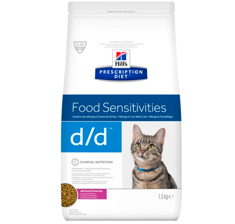 Hill's Prescription Diet d/d Venison & Green Pea kattefoder med And & Ærter til at støtte hudens sundhed 1,5kg