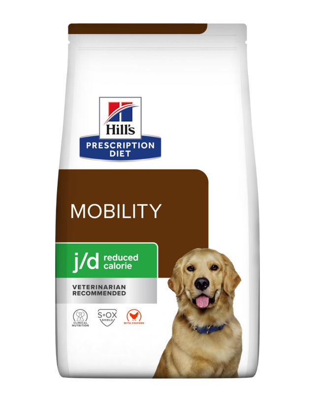 Hill's Prescription Diet Canine j/d med reduceret kalorier til hunde med ømme led 12kg er et specialiseret hundefoder designet til at fremme sunde led og reducere ubehag hos hunde med ømme led. Det understøtter Hills Prescription Diets generelle sundhed.