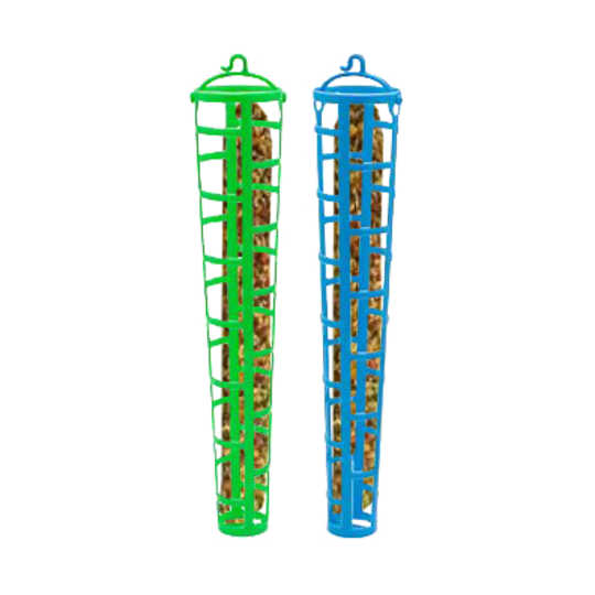 To JW-fugleautomater på sort baggrund med grønne og blå design.