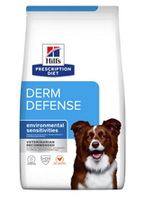 Hills Prescription Diet Derm Defense er et specialiseret hundefoder designet til hunde med miljøfølsomme følsomme.