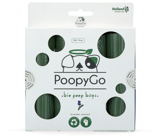 PoopyGo Høm Høm hundeposer, miljøvenlige fra PoopyGo, 120 poser (8 ruller á 15 poser)