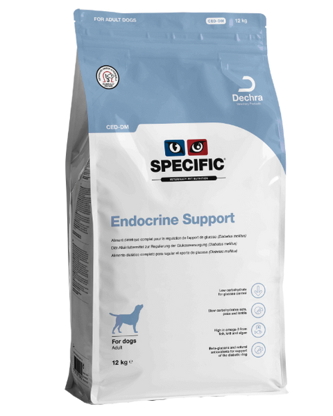 Se Specific Specific CED-DM Endokrine - ernæringsmæssig støtte til hunde med diabetes og andre endokrine lidelser såsom hypothyroidisme og Cushings sygdom hos Os Med Kæledyr
