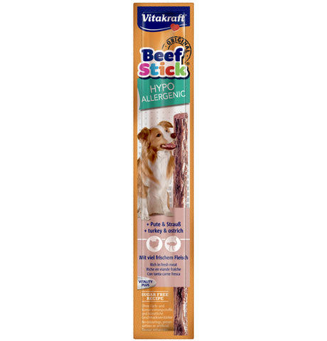 En Vitakraft hypoallergen pakke med Hundegodbid oksepinde til hunde.