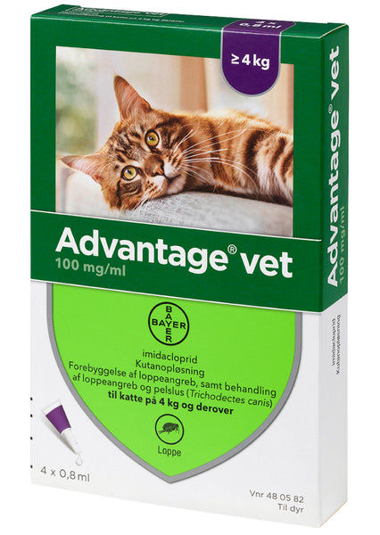 Billede af Advantage Advantage Vet 100 mg/ml loppemiddel til katte på 4kg og derover hos Os Med Kæledyr