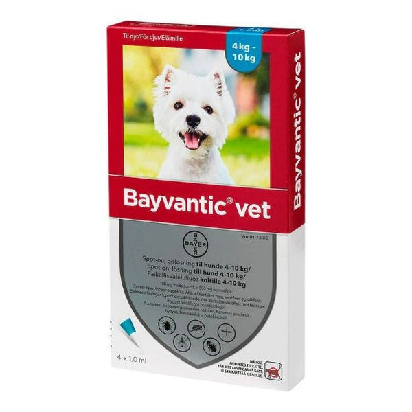 Se Bayvantic vet til hund 4-10kg loppe/flåtmiddel hos Os Med Kæledyr