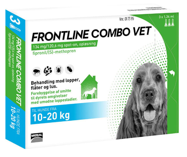 Frontline Frontline Combo Vet 3-pak, til behandling mod lopper, flåter og lus på hunde 10-20 kg hunde