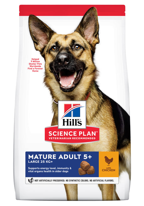 Hills Science Plan 12 kg tørfoder m/ kylling til voksne/senior store hunde over 5 år er et højkvalitets tørfoder specielt formuleret til store voksne eller seniorhunde. Denne nærende og lækre blanding fremmer optimal sundhed og understøtter din hunds generelle velvære.