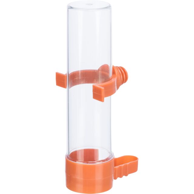 En Trixie mærket Vandautomat til fugle med orange håndtag, velegnet til fugle.