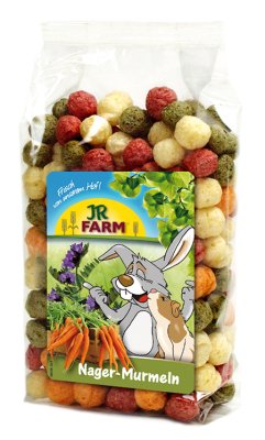 En pose Gnaversnacks fra JR Farm snack kugler med gulerødder.