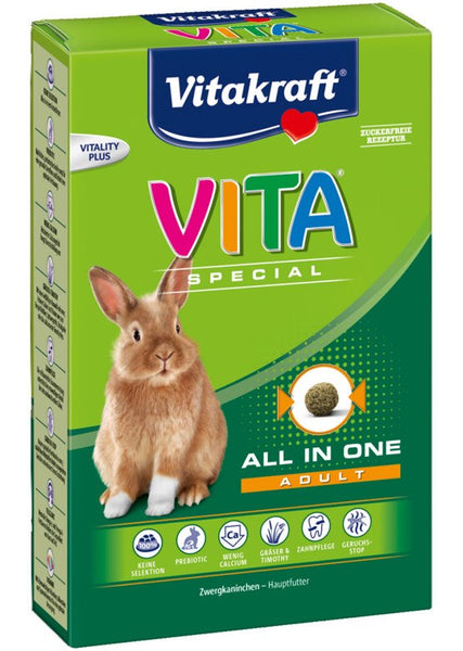 Se Vitakraft Kaninfoder VitaSpecial. Til kaniner i alle aldre hos Os Med Kæledyr