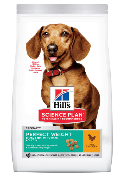 Hills Science Plan Hundefoder fra Hills, Perfect weight, tørfoder m/ kylling. 1,5 kg  Til voksne små hunde 1+