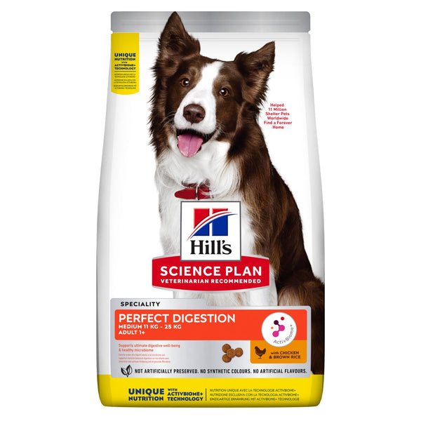 Billede af Hills Science Plan 12 kg Hills Adult Perfect Digestion Medium with Chicken & Brown Rice