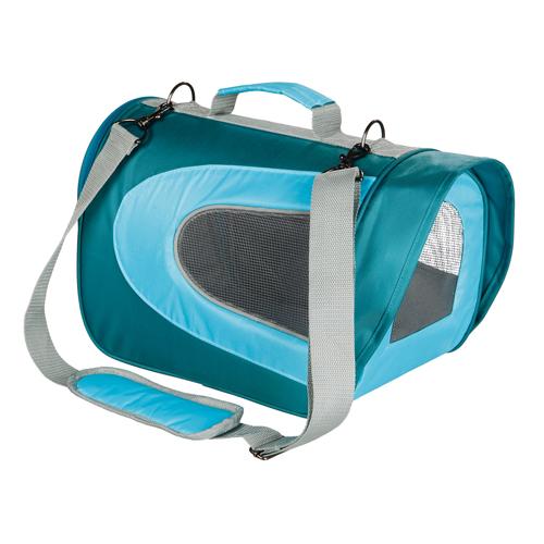 En blå og grå Trixie dyreholder med en Transporttaske "Alina" til marsvin & små kaniner.