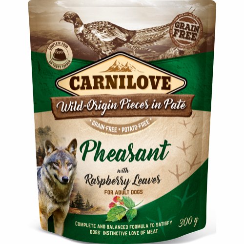 Carnilove Vådfoder POUCH, Kornfri & Glutenfri med fasan & hindbærblade til hunde fra Carnilove thumbnail